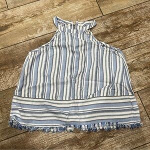 Cloth & Stone | Blue Striped Fringe Tank Top